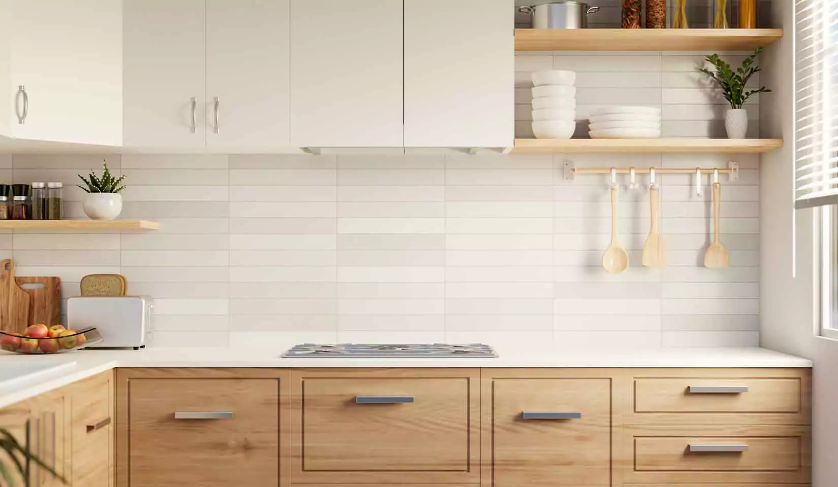 Light, neutral color cabinets.