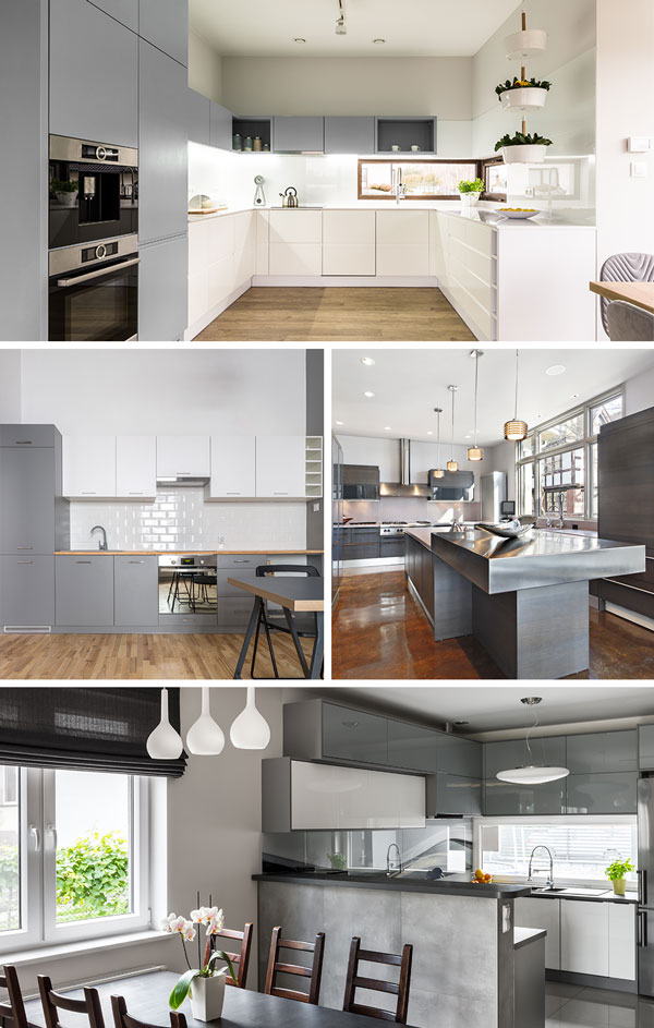 Featured image of post Grey Modern Kitchen Images : Discover our grey designer kitchen loft attitude with its impressive kitchen island and wooden units.