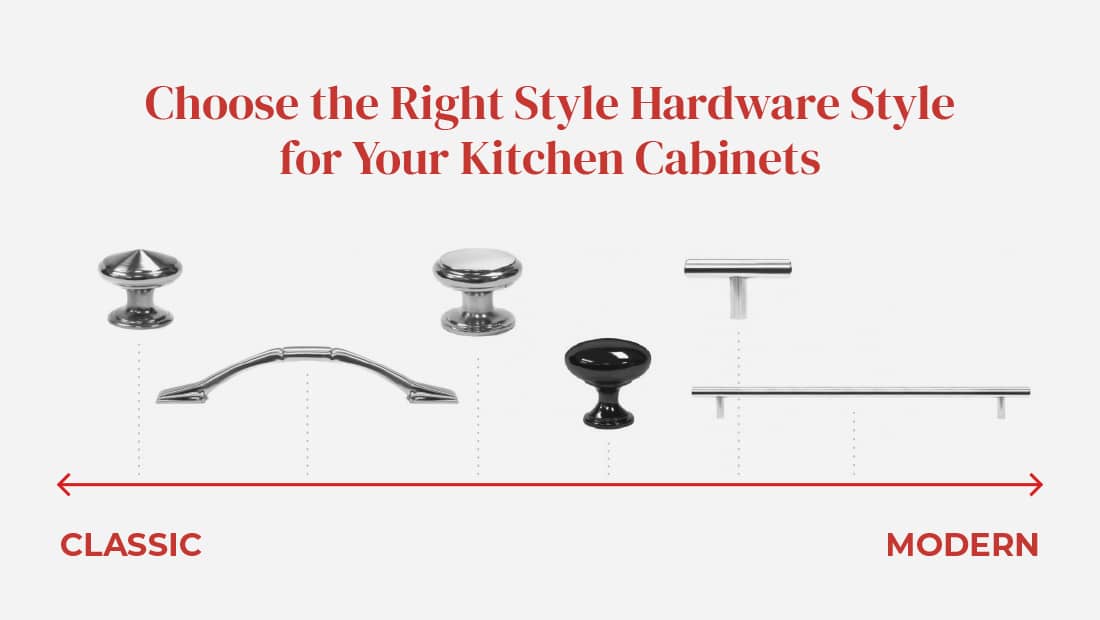 Classic and modern kitchen cabinet knobs.