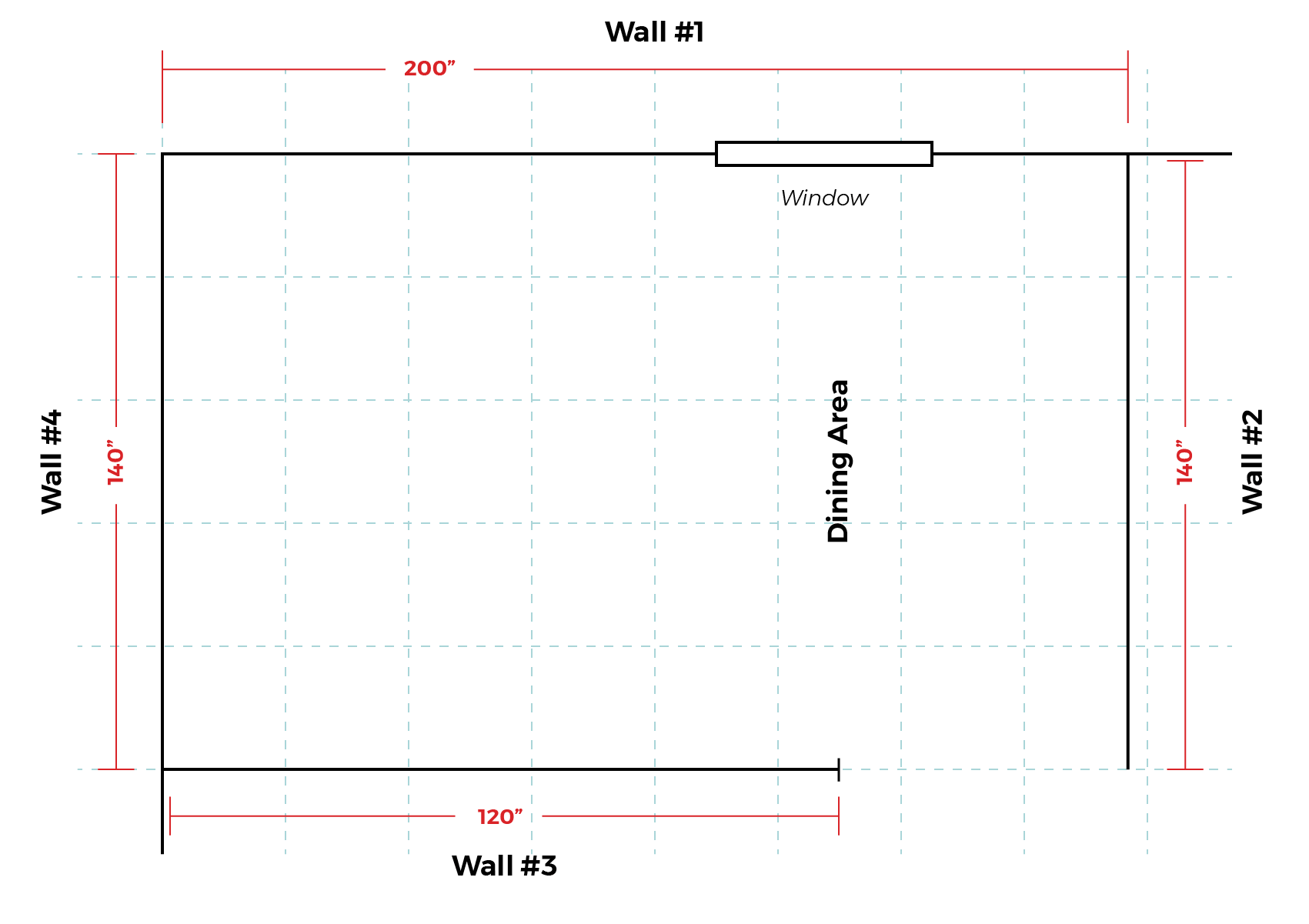 Horizontal wall measurement example.