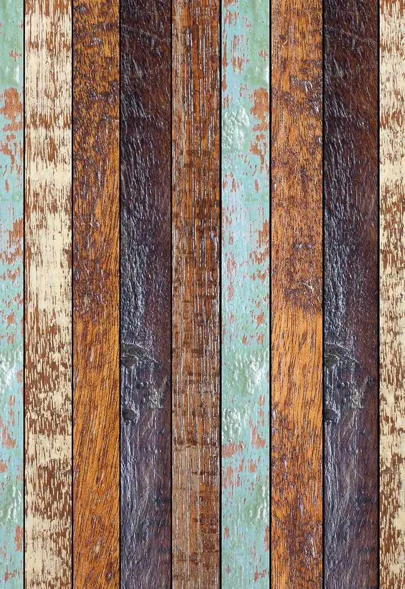 Colorful, rustic wooden planks arranged vertically for beadboard kitchen backsplash decor.