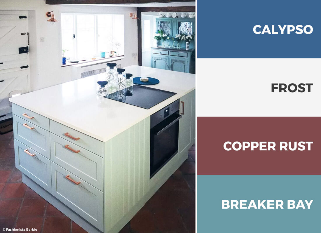 Blue and red kitchen - This blue and red kitchen color scheme creates a charming eclectic style.