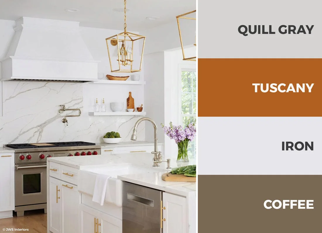 An all white kitchen color scheme gives a sense of openness and cleanliness.