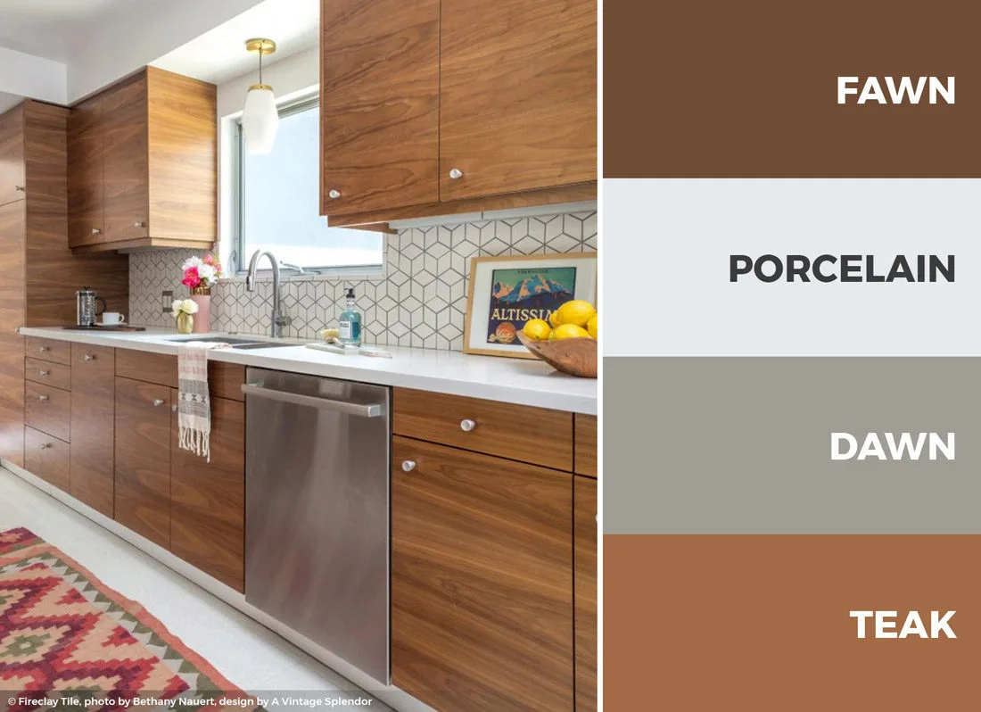 A brown and white kitchen color scheme makes for a great earthy and bright kitchen.