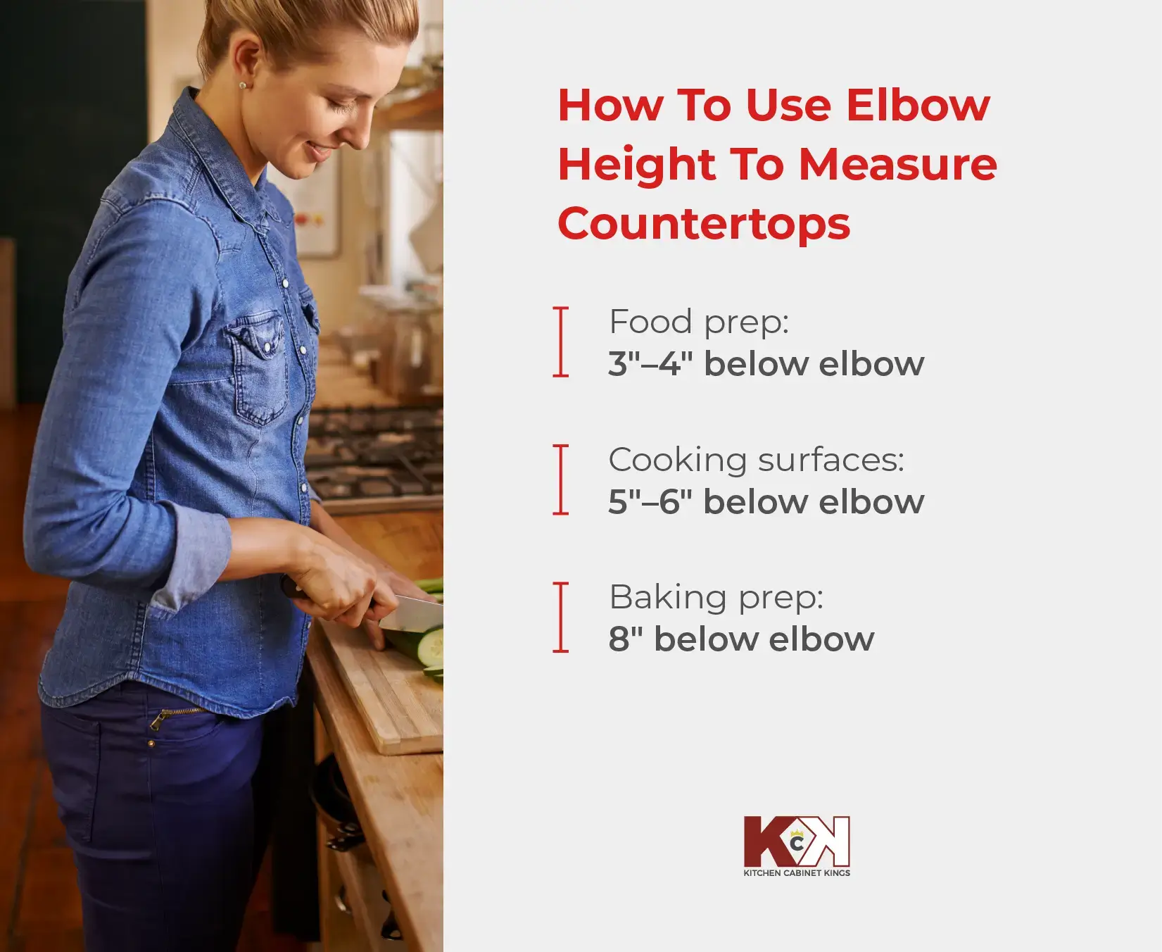 How to use elbow height to measure kitchen counter height.