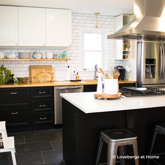 bright and butcher block countertop kitchen makeover