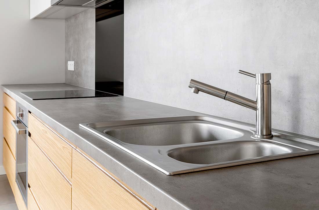 Concrete kitchen countertops.