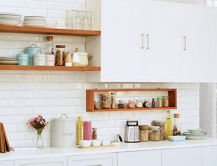11 Open Shelving Kitchen Ideas, White Kitchen Cabinets With Open Shelving Units