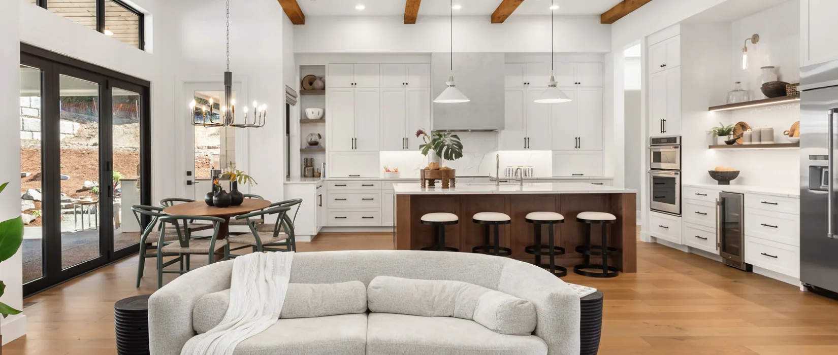 A modern open-concept kitchen.