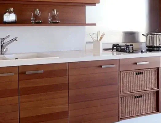 Natural Wood Cabinets.