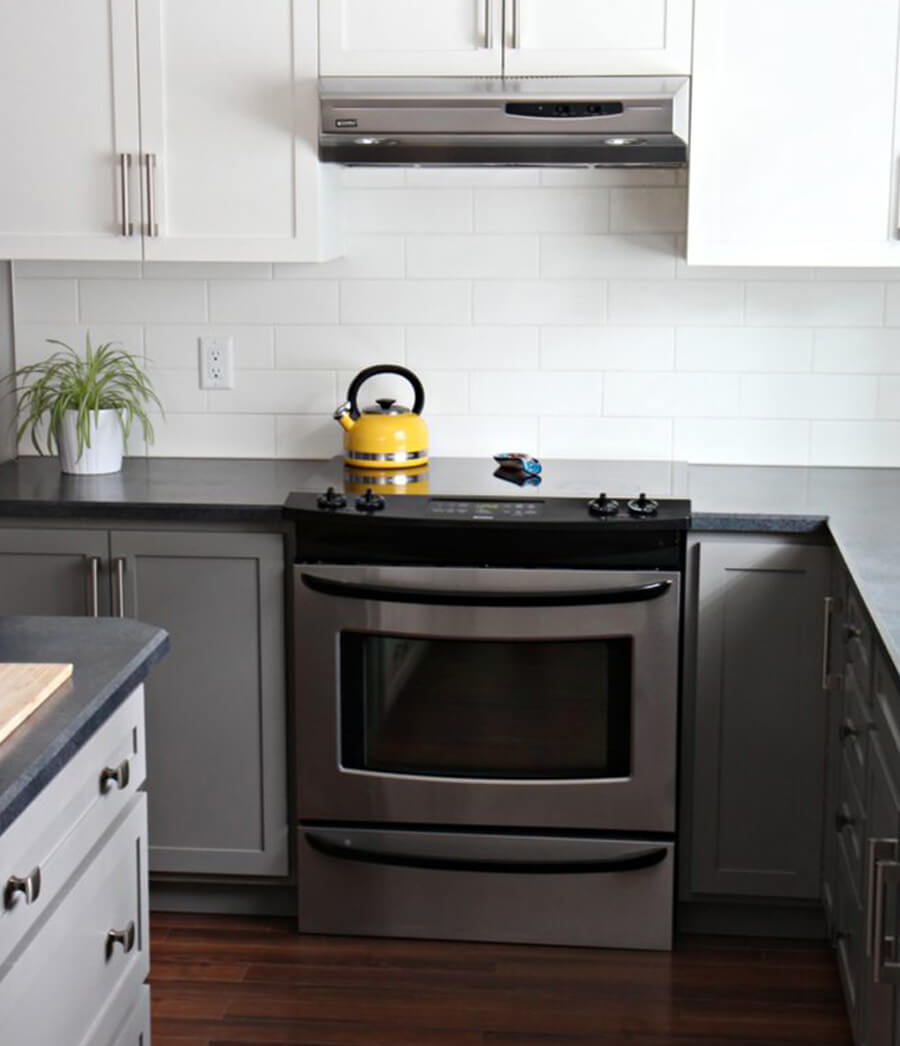 black and white painted kitchen cabinets