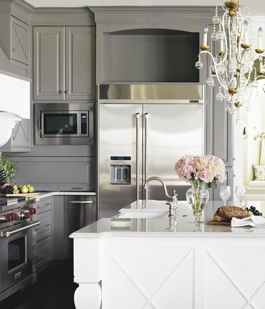 Two tone kitchen cabinets with an elegant approach.