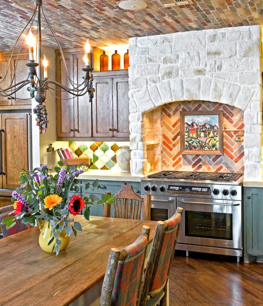 Two tone kitchen cabinets with spanish inspiration.