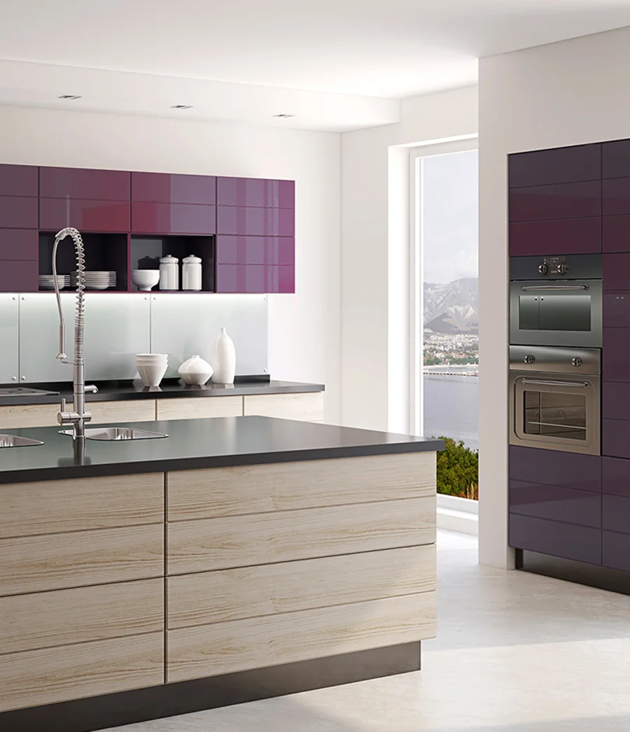 Plum and cream two-tone kitchens