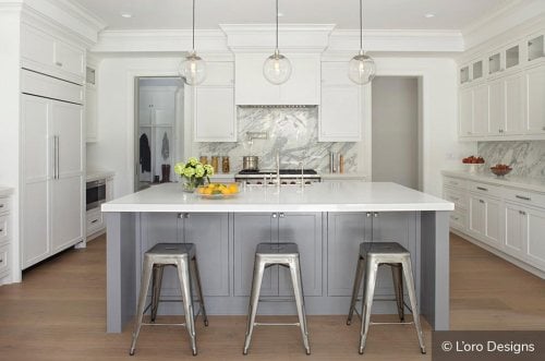 Two Tone Kitchen Cabinets Green And White white kitchen cabinets with a gray island