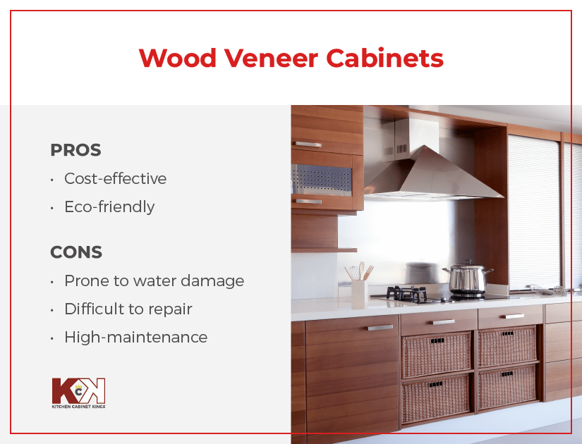 Pros and cons of wood veneer cabinets.