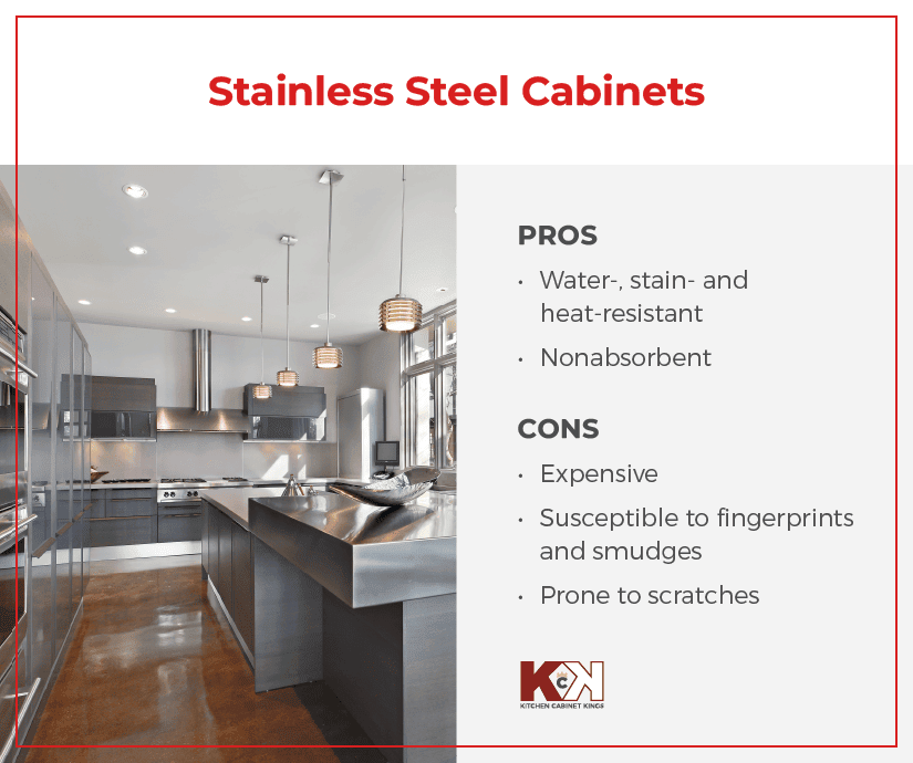 Pros and cons of stainless steel cabinets.