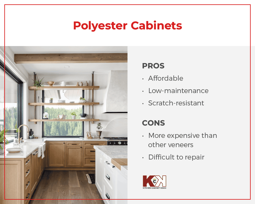 Pros and cons of polyester cabinets.