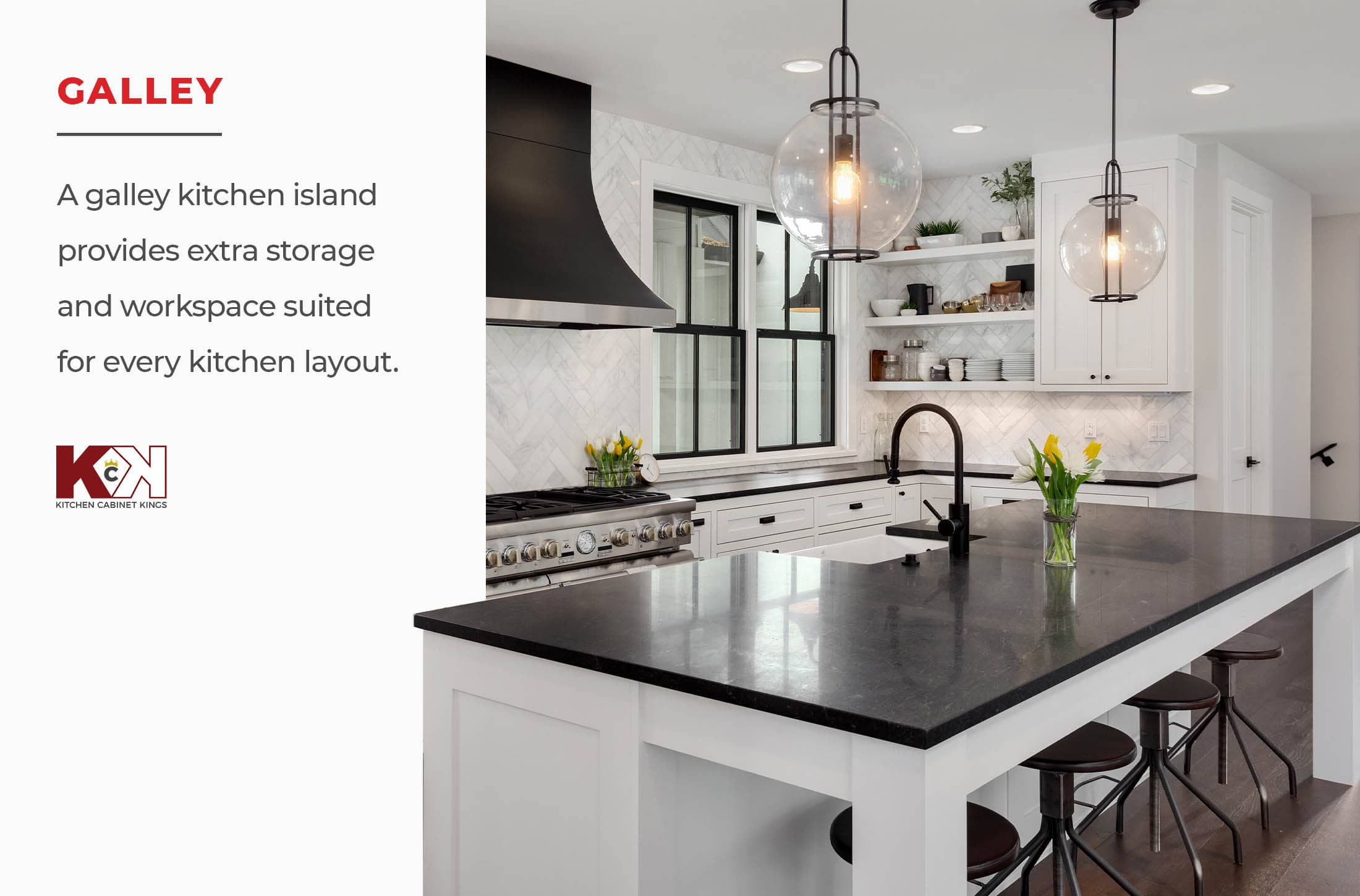 Image and definition of galley kitchen island.
