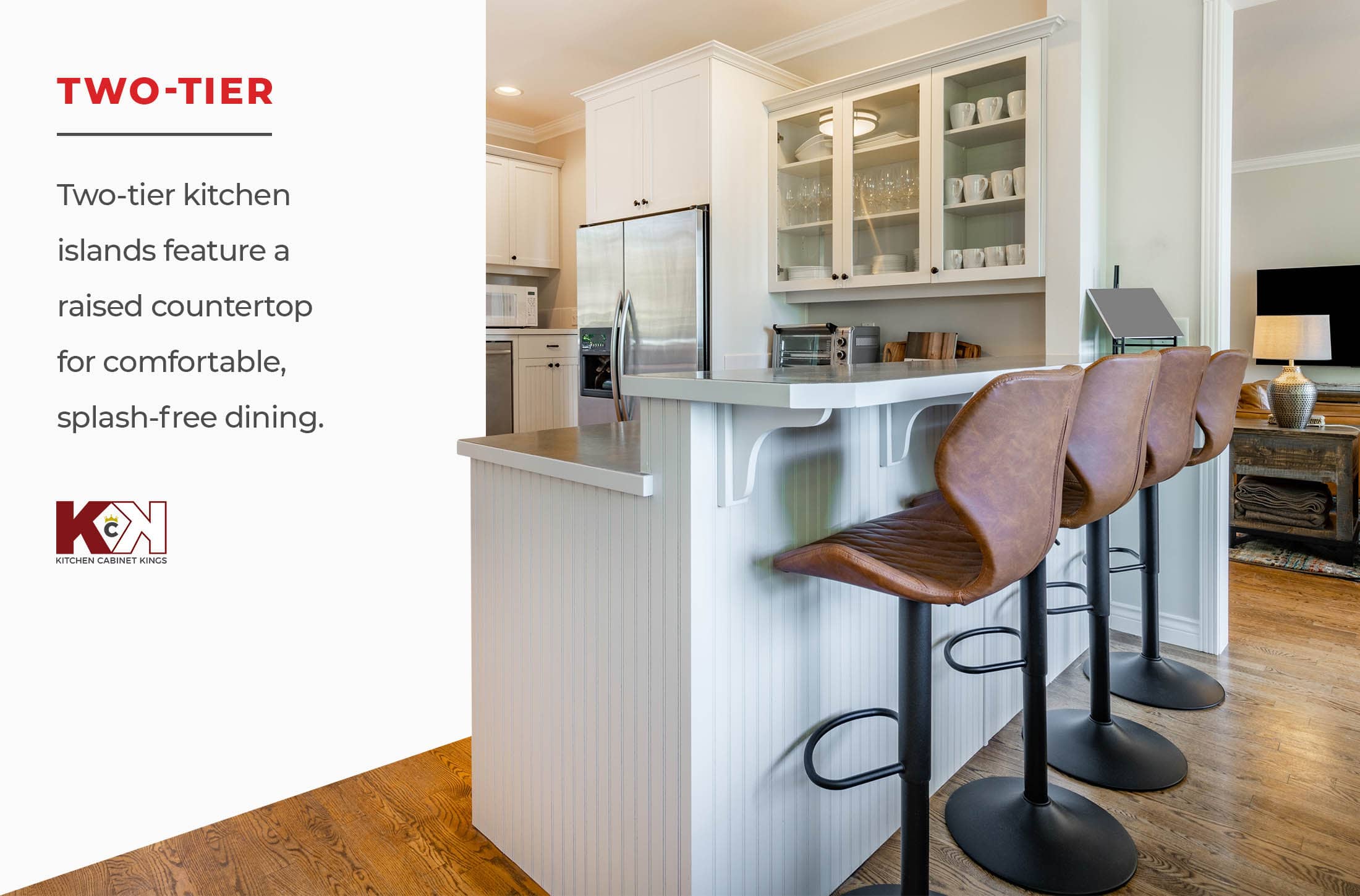Image and definition of two-tier kitchen island.