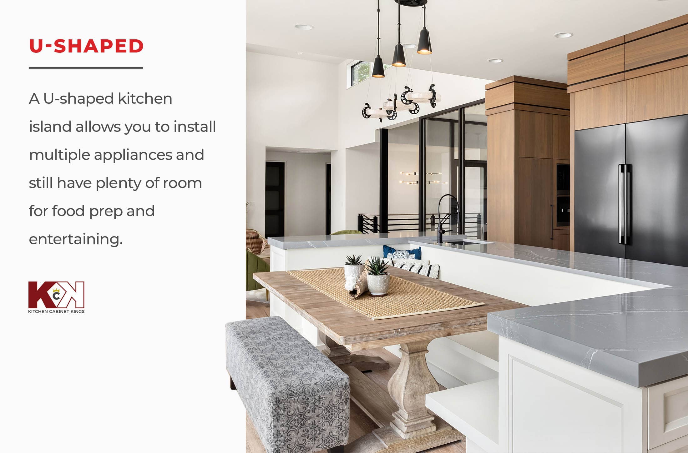 Image of u-shaped kitchen island with definition.